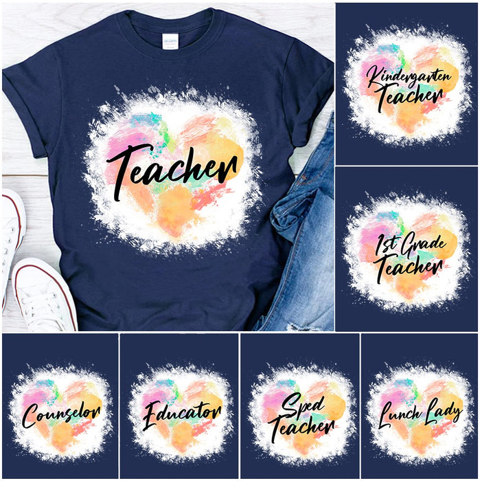 Personalized T-Shirt For Teacher Appreciation Painting Design Colorful Style Custom Title Back To School Outfit