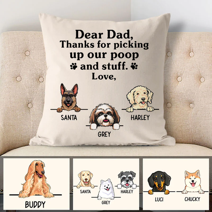 Personalized Square Pillow Gifts For Dog Owner Thank You For Poop And Stuff Custom Name Sofa Cushion For Birthday