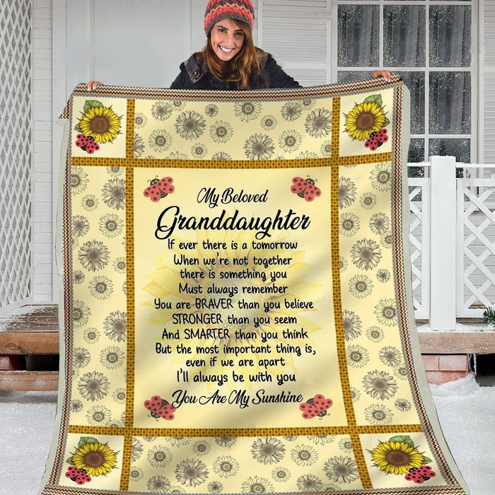 Personalized Premium Blanket To My Beloved Granddaughter Rustic Sunflower Printed Blanket Custom Name