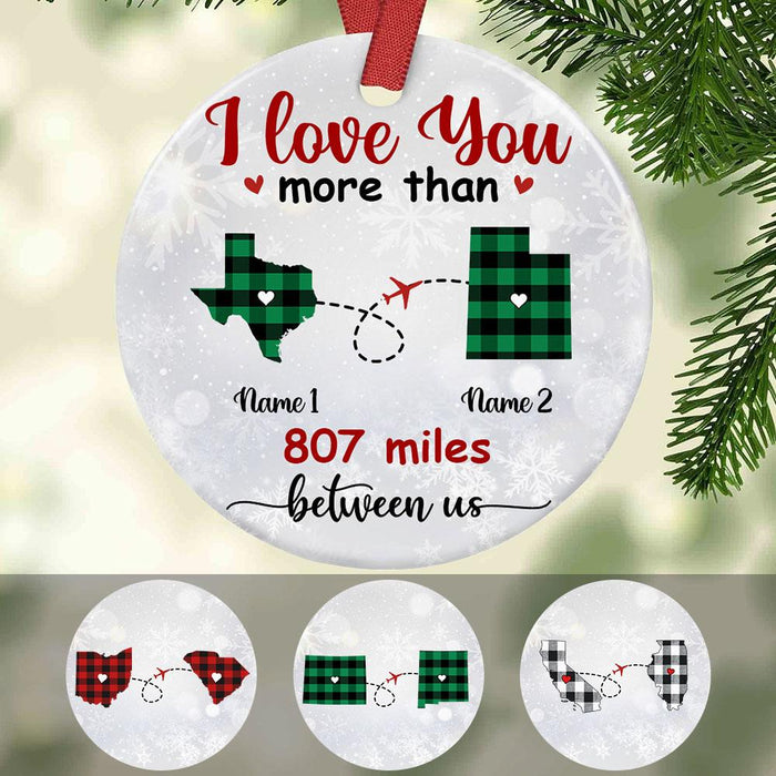 Personalized Ornament Long Distance Gifts For Couple Friend Love You Than Distance Between Us Custom Name Tree Hanging