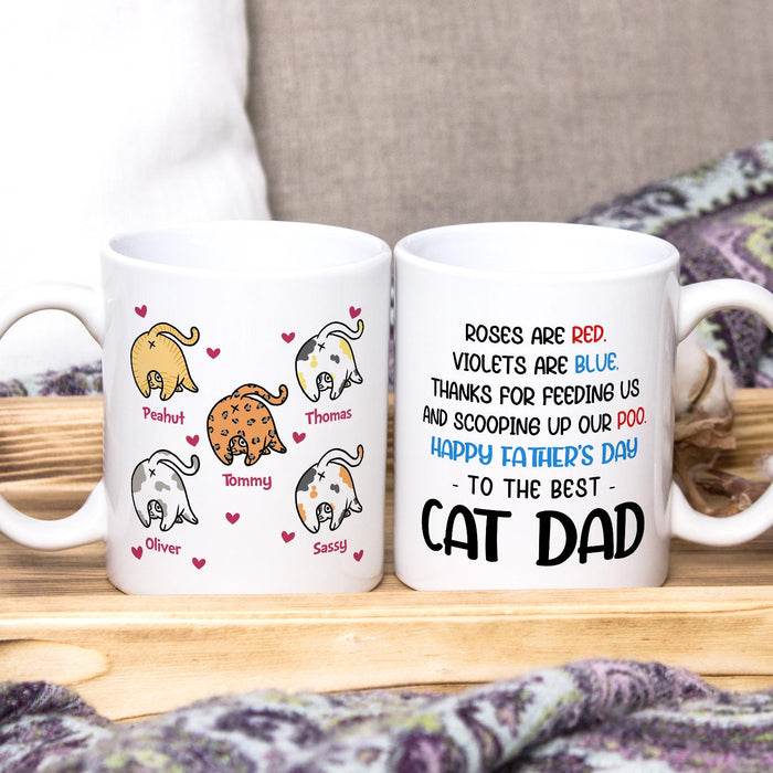 Personalized Ceramic Coffee Mug For Cat Dad To The Best Cat Dad Cute Cat Printed Custom Cat's Name 11 15oz Cup