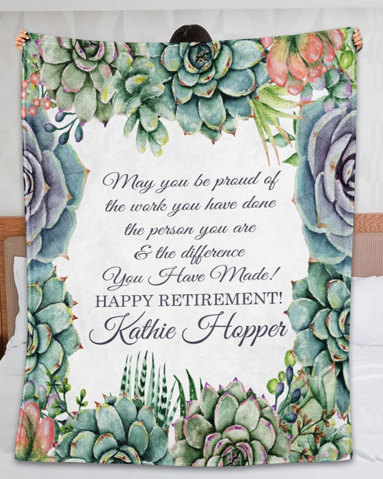 Personalized Retirement Blanket The Adventure Begins The Difference You Have Made Rose Design Custom Name & Year