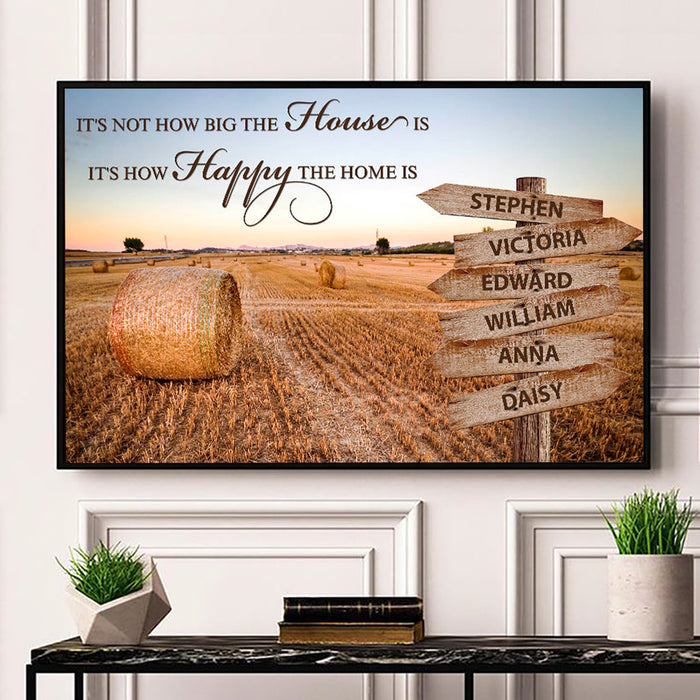 Personalized Wall Art Canvas For Family How Happy The Home Is Field Street Sign Poster Print Custom Multi Name