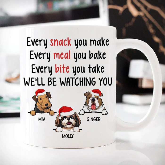Personalized Coffee Mug Gifts For Dog Owners Every Bite You Take We'll Watch You Custom Name White Cup For Birthday