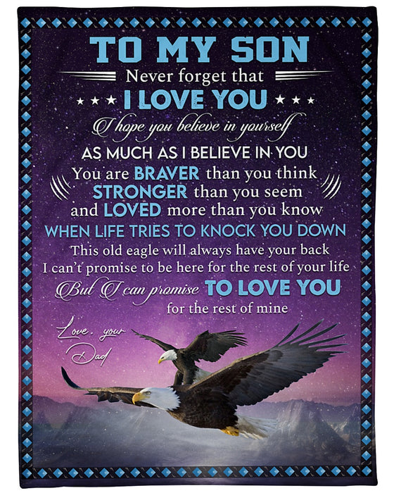 Personalized To My Son Blanket From Mom Dad Custom Name Eagle Never Forget That I Love You Gifts For Birthday Christmas