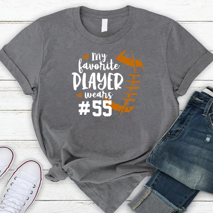 Personalized Shirt For Football Lovers Vintage My Favorite Player Wears Custom Number Family Member Game Day T-Shirt
