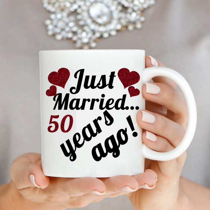 Personalized Coffee Mug Gifts For Couple Couples Just Married 50 Years Ago Heart Custom Year White Cup For Anniversary