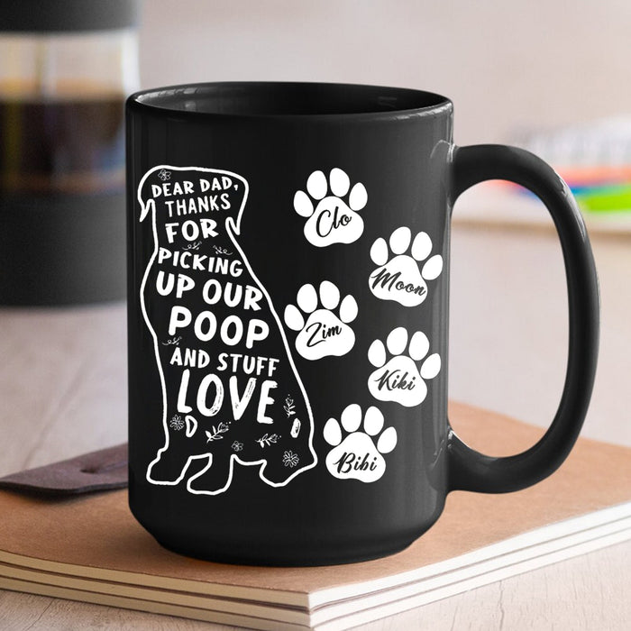 Personalized Ceramic Coffee Mug For Dog Dad Thanks For Picking Up My Poop Pawprint Custom Dog's Name 11 15oz Cup