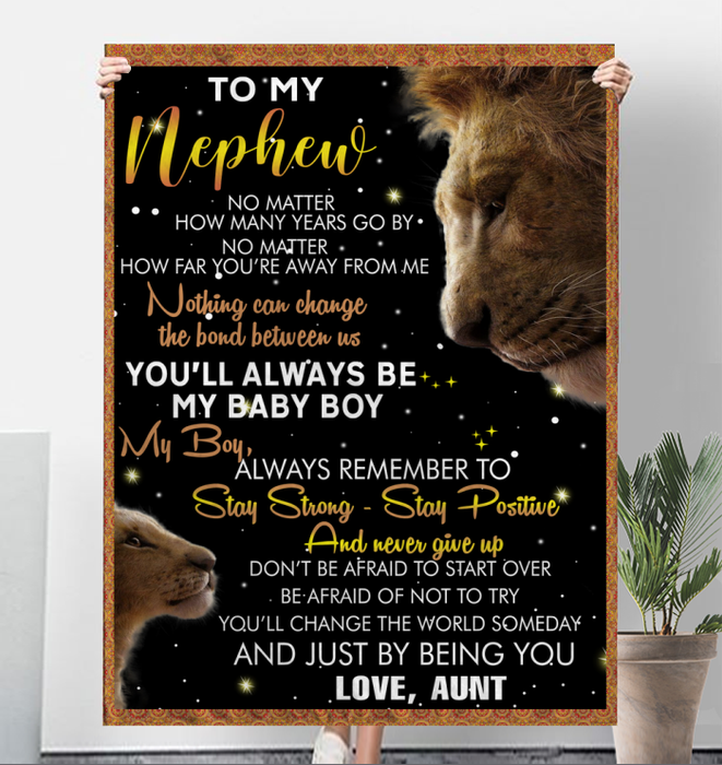 Personalized To My Nephew Blanket From Aunt Uncle Nothing Can Change The Bond Old Lion Custom Name Gifts For Christmas