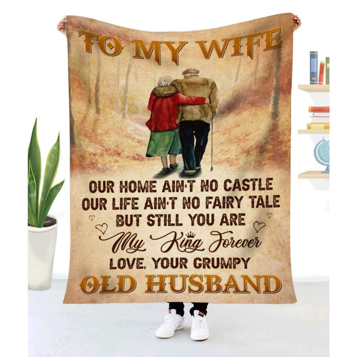 Personalized Growing Old Together Blanket To My Wife Love Grumpy Husband Print Old Couple Custom Name Valentine Blankets