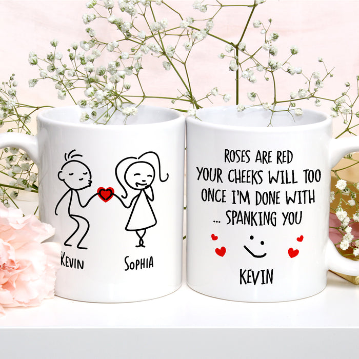 Personalized Romantic Mug For Couple Roses Are Red Cute Funny Couple Print Custom Name 11 15oz Ceramic Coffee Cup