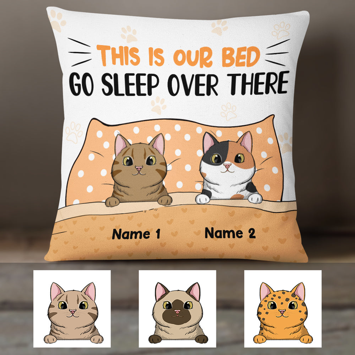 Personalized Square Pillow Gifts For Cat Owners Go Sleep Over There Pawprints Custom Name Sofa Cushion For Christmas