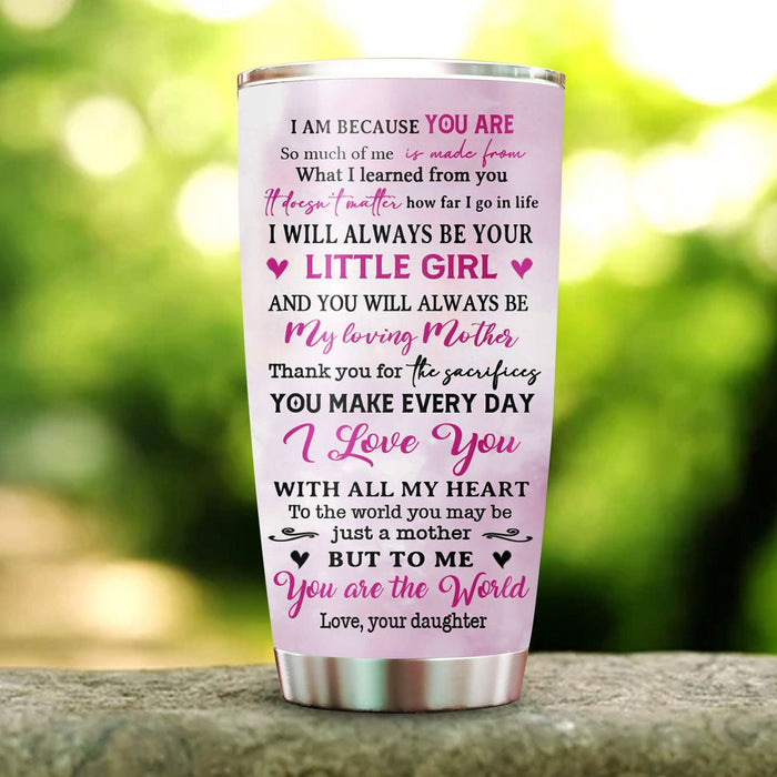 Personalized Tumbler To Mommy Hand In Hand Pink Heart Shaped Unique Gifts For Mom Custom Name Travel Cup For Birthday