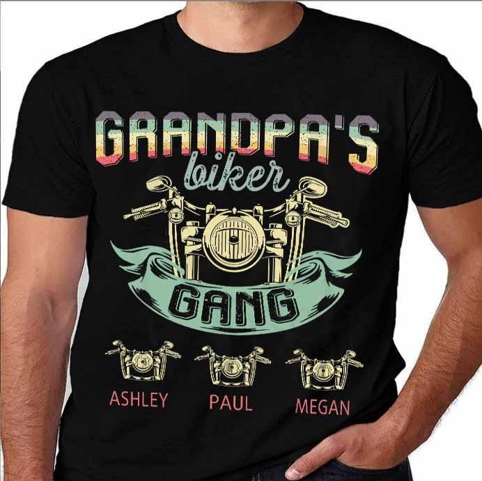 Personalized T-Shirt For Racing Lovers To Grandpa Motorcycles Design Custom Grandkids Name 4th July Day Shirt
