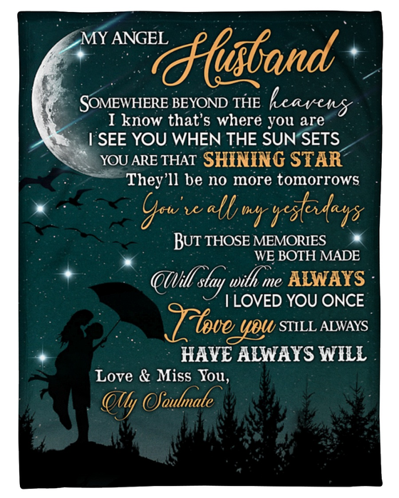 Personalized Memorial Blanket For Loss Of Husband You Are Shining Star Silhouette Moon Custom Name Remembrance Gifts