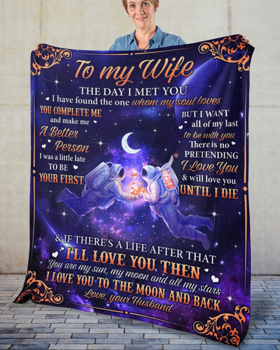 Personalized Blanket To My Wife From Husband Love You To The Moon Astronaut Couple In The Galaxy Custom Name