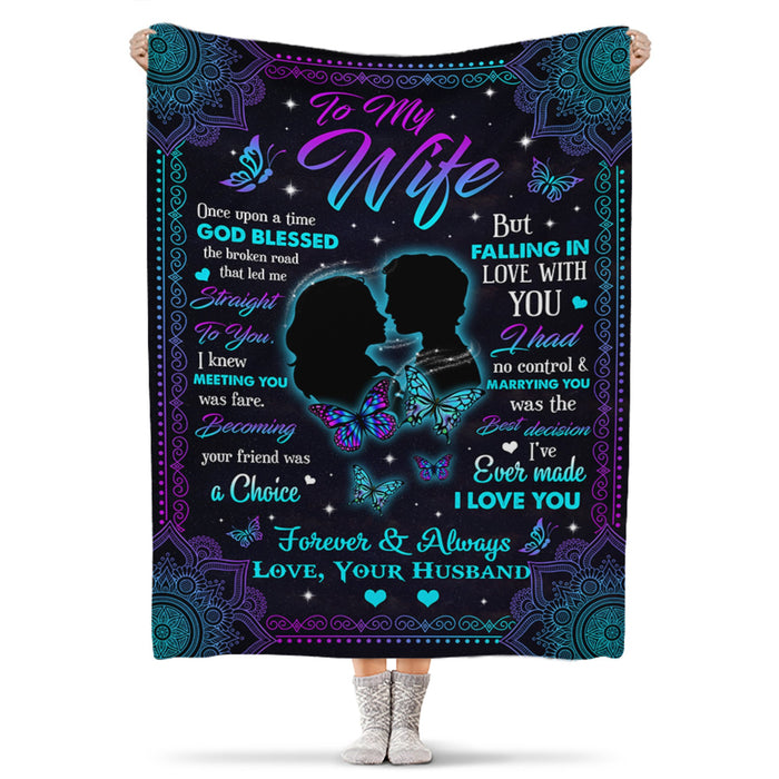 Personalized To My Wife Blanket From Husband God Blessed The Broken Road That Led Me Straight To You Couple Printed