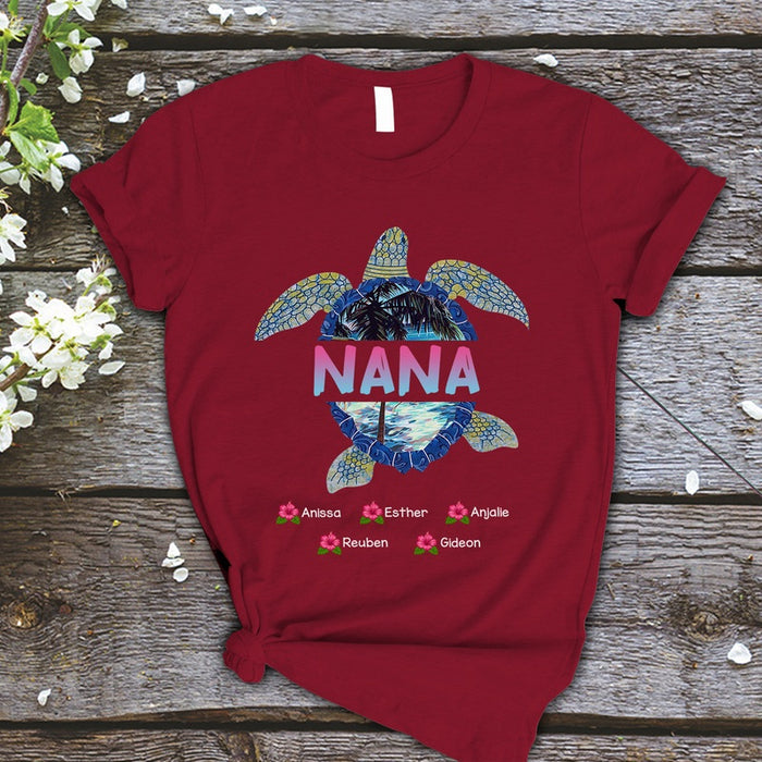 Personalized T-Shirt For Grandma Nana Turtle Shirt Custom Grandkids Name Shirt