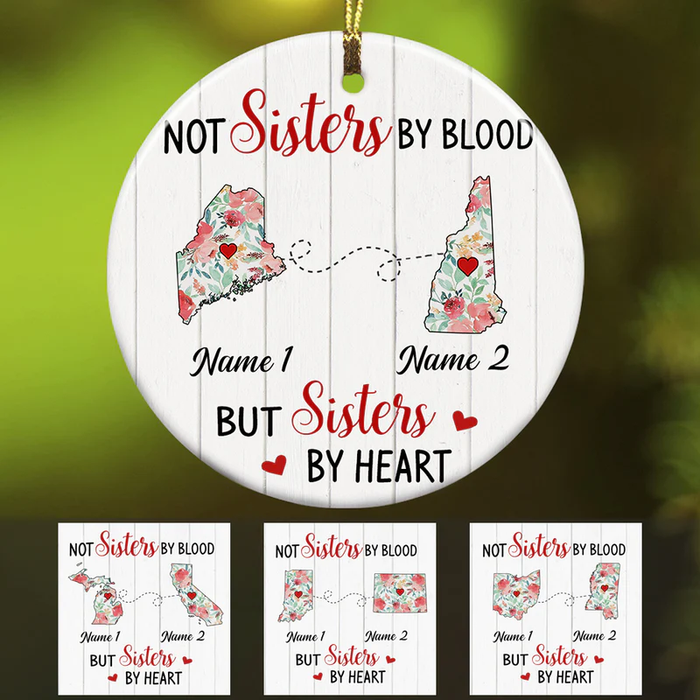 Personalized Ornament Long Distance Gifts For Bestie Sisters At Heart Long Distance  Custom Name Xmas Tree Hanging