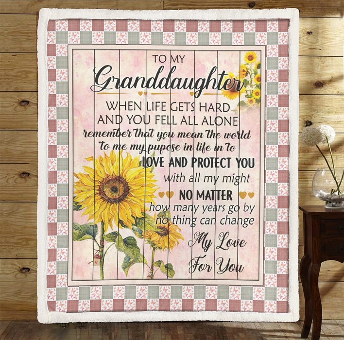 Personalized Rustic Fleece Blanket To My Granddaughter Print Sunflower Premium Blanket Custom Name