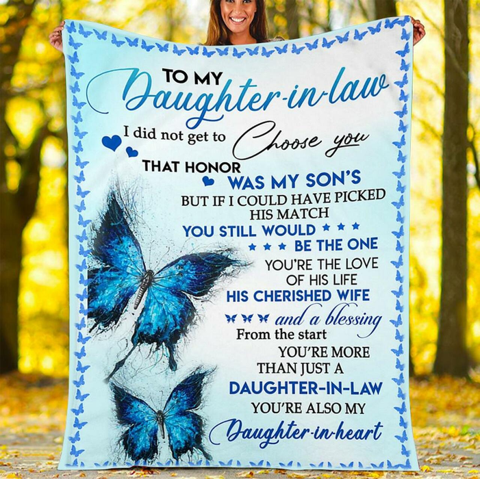 Personalized To My Daughter In Law Blanket Butterflies I Didn't Get To Choose You Custom Name Gifts For Christmas