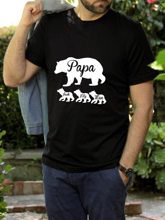 Personalized T-Shirt For Grandpa Old And Baby Bear Printed Custom Grandkid'S Name Father'S Day Shirt