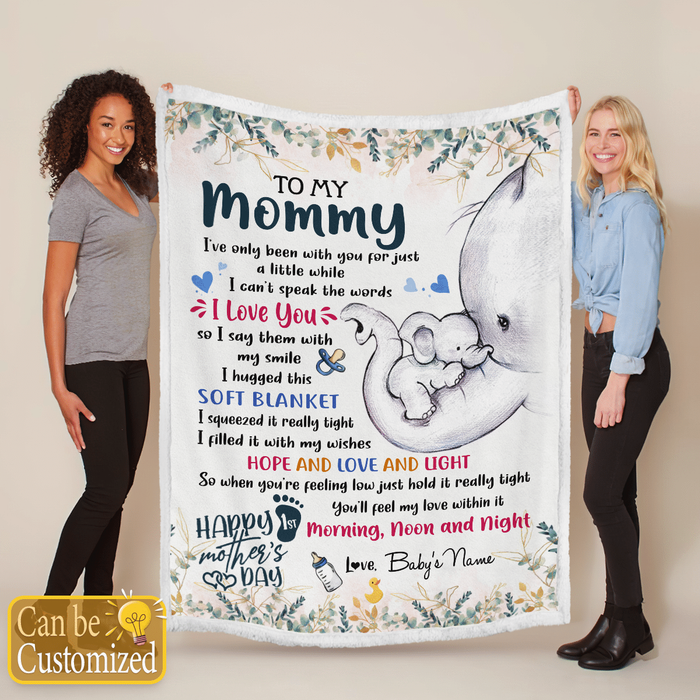 Personalized Blanket For New Mom I Can't Speak The Words I Love You Elephants Custom Name Gifts For First Mothers Day