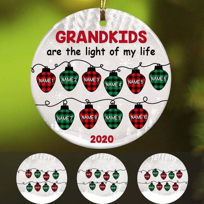 Personalized Ornament For Grandma From Grandchild Kids Are The Light Of My Life Plaid Custom Name Gifts For Christmas