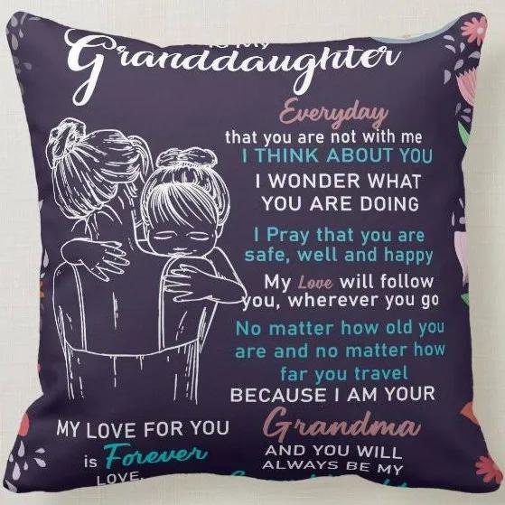 Personalized To My Granddaughter Square Pillow Hugging Baby Everyday You Are Not With Me Custom Name Sofa Cushion