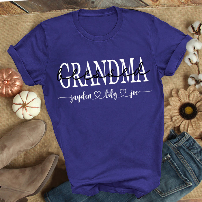 Personalized Shirt For Mimi Blessed Grandma With Grandkid Name Classic Cute Shirts