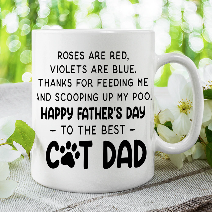 Personalized Ceramic Coffee Mug For Cat Dad Thanks For Feeding Me Cute Cat Printed Custom Cat's Name 11 15oz Cup