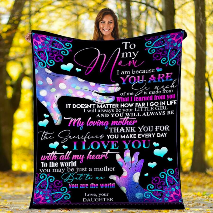 Personalized Mandala Fleece Blanket To My Mom On Mothers Day Lighting Hands Blanket Custom Name