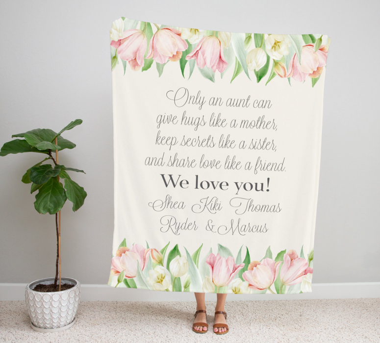 Personalized To My Aunt Blanket From Niece Nephew Only Can Give Hug Like A Mother Florals Custom Name Gifts For Birthday