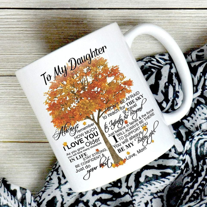 Personalized To My Daughter Coffee Mug Autumn Tree As You Grow Older Custom Name White Cup Gifts For Birthday Christmas