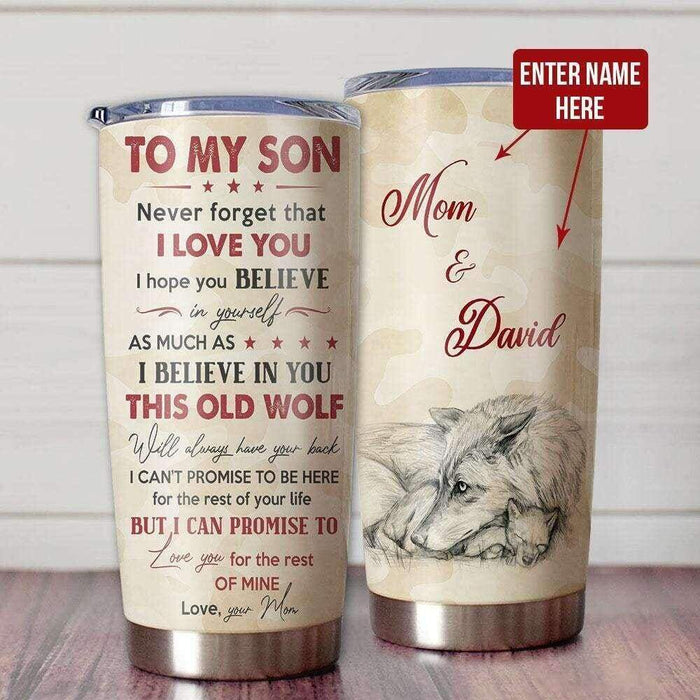 Personalized To My Son Tumbler From Parents Vintage Can't Promise To Be Here Custom Name Travel Cup Gifts For Birthday