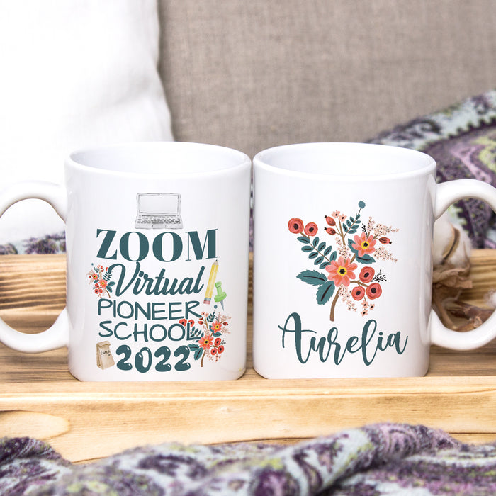 Personalized Back To School Mug Pioneer School Zoom Edition Laptop Print Custom Name 11 15oz Ceramic Coffee Cup