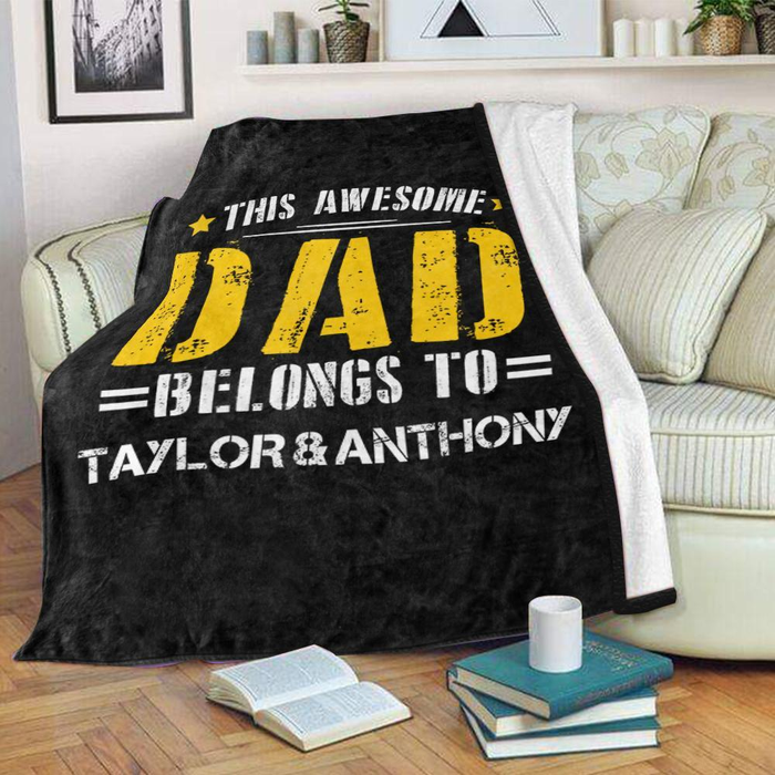 Personalized Blanket To My Dad From Son Daughter This Awesome Dad Belongs To Vintage Design Star Print Custom Name