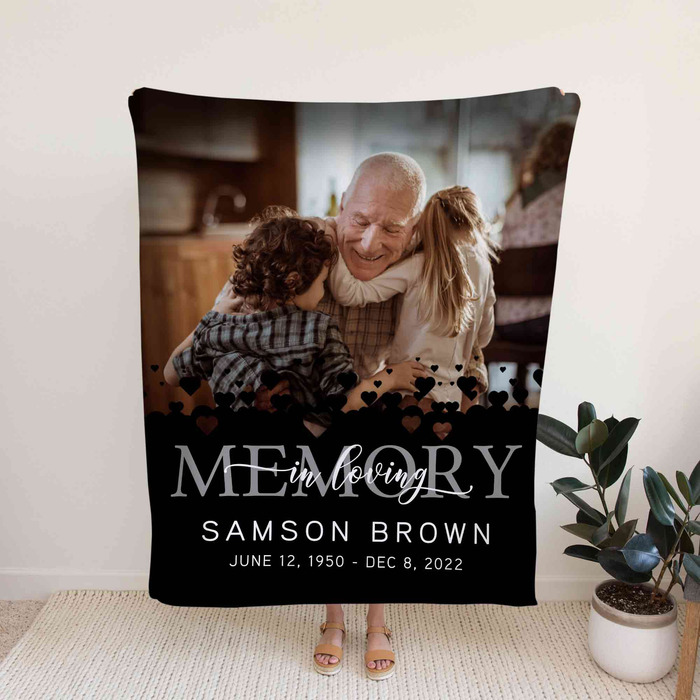 Personalized Memorial Blanket For Loss Of Loved Ones In Loving Memory Heart Far Apart Custom Name Photo Keepsake Gifts