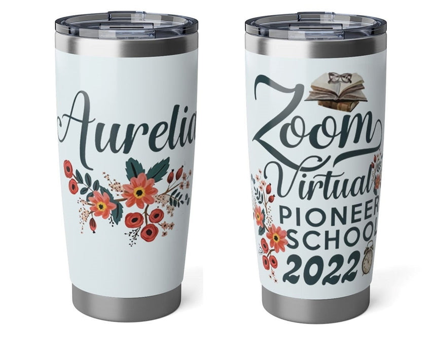 Personalized Tumbler For Teacher Zoom Virtual Pioneer School Flower Custom Name 20oz Travel Cup Gifts For Back To School