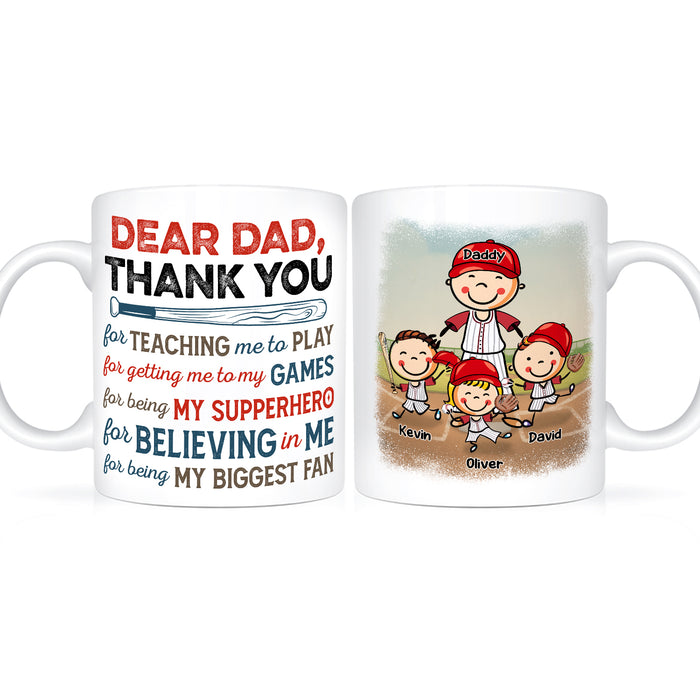 Personalized Ceramic Coffee Mug For Baseball Lovers To Dad Funny Cute Kids & Bat Print Custom Name 11 15oz Cup