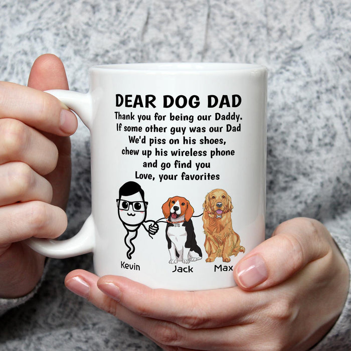 Personalized Ceramic Coffee Mug For Dog Dad Thanks For Being Our Funny Sperm & Dog Print Custom Name 11 15oz Cup
