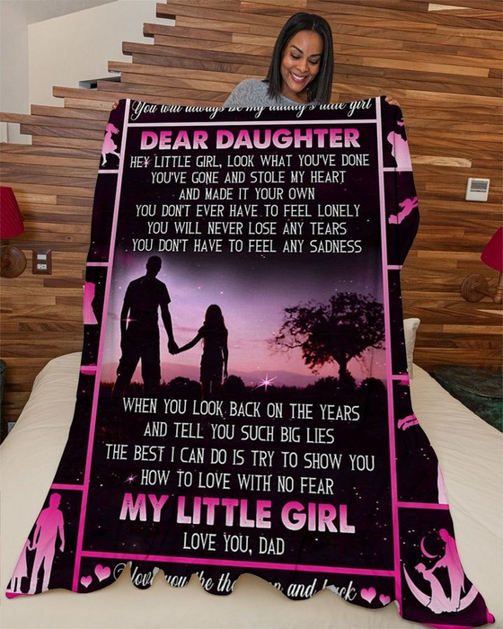 Personalized Pink Fleece Blanket To My Daughter You Will Always Be My Daddy'S Little Girl Sherpa Blankets Custom Name