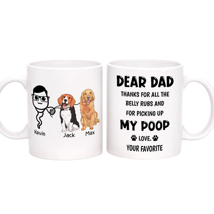 Personalized Ceramic Coffee Mug For Dog Dad Thanks For All The Funny Sperm & Dog Print Custom Name 11 15oz Cup