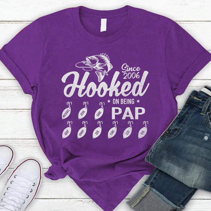 Personalized T-Shirt For Fishing Lovers To My Grandpa Vintage Style Fish Print Custom Name Father's Day Shirt