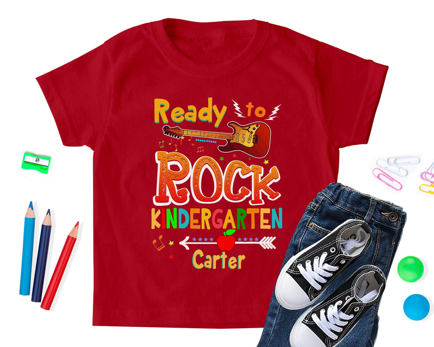 Personalized T-Shirt Gifts For Kids Ready To Rock Kindergarten Custom Name & Grade Level Shirt Back To School Outfit