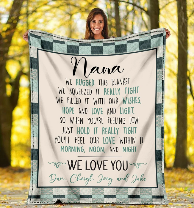 Personalized To My Nana Blanket From Grandkids We Hugged This Blanket Custom Kids Name & Grandma Nickname