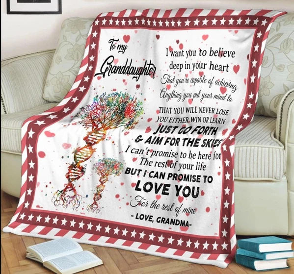 Personalized Christmas Blanket To My Granddaughter From Grandma Print DNA Tree Love You For The Rest Of Mine