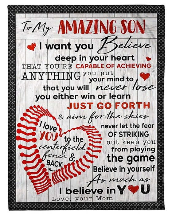 Personalized Blanket To My Son From Mom Just Go Forth Heart Design Vintage Style Wooden Background Custom Name