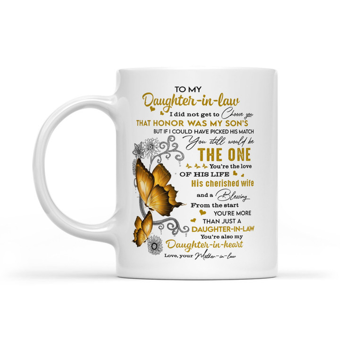 Personalized Coffee Mug For Daughter In Law Gold Butterflies Choose You That Honor Custom Name White Cup Birthday Gifts