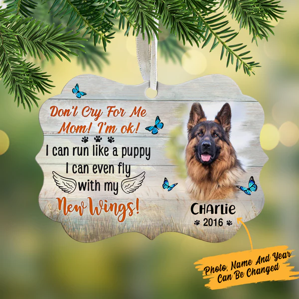 Personalized Memorial Ornament I Can Run Like A Puppy Custom Name Photo For Pet Loss Gifts Tree Hanging Sympathy Gifts